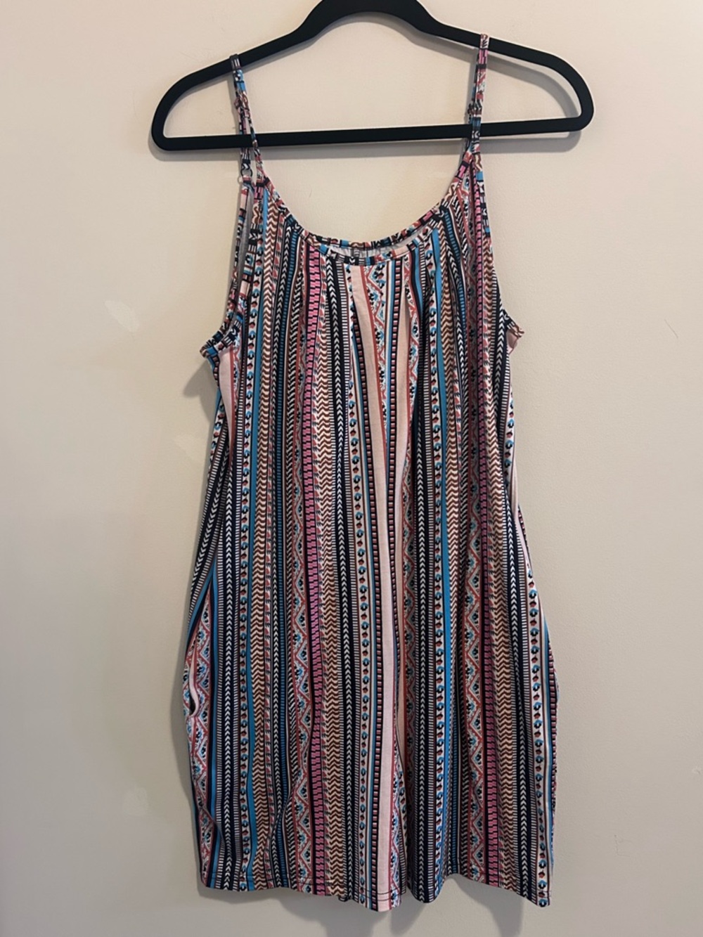 Striped Boho Spaghetti Strap Jumper - Pink, Blue, Black‎